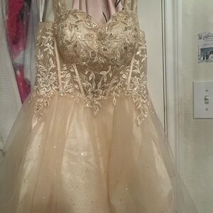 Stunning Gold Embellished Prom Dress